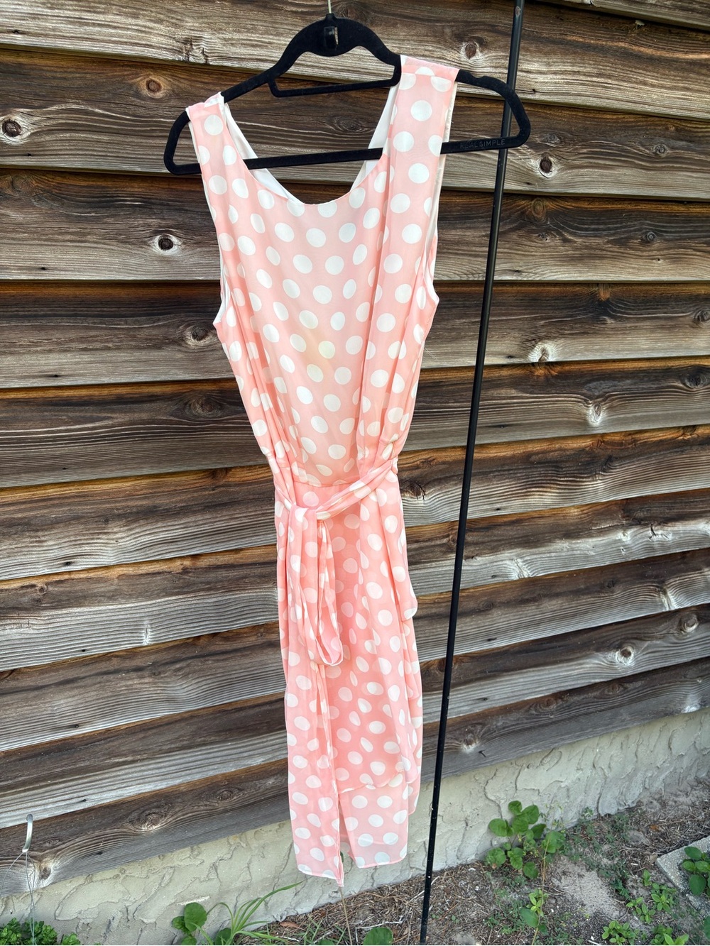 Alex Marie Pink Polka Dot Sleeveless Tie-Waist Dress